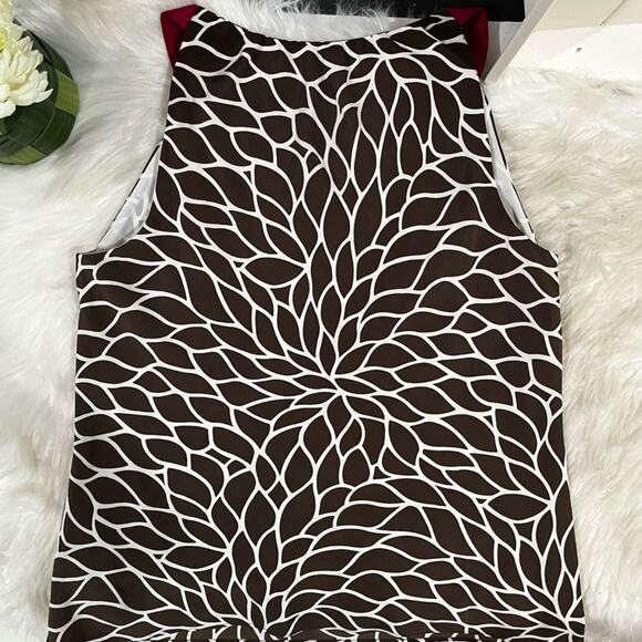 NEW Ann Taylor Silk Classic Keyhole Bow Spiral Flower Sleeveless Two Tone Top 4 - Picture 10 of 16